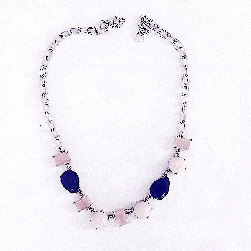 J.Crew, beautiful necklace, pearl, pink, and black stones